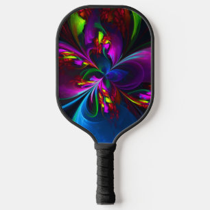 Moderne Bloemen Abstracte Kunst Rood Blauw Patroon Pickleball Paddle