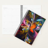 Moderne Bloemen Abstracte Kunst Rood Blauw Patroon Planner (Display)