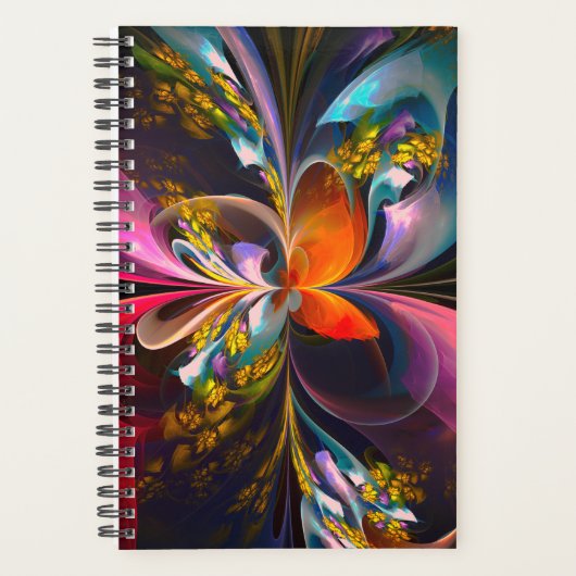 Moderne Bloemen Abstracte Kunst Rood Blauw Patroon Planner (Voorkant)
