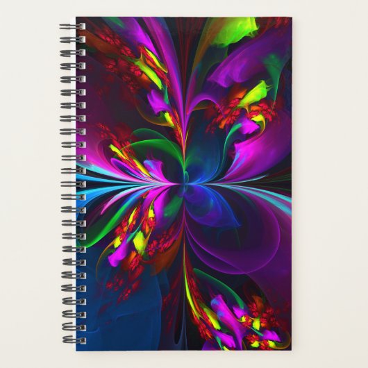 Moderne Bloemen Abstracte Kunst Rood Blauw Patroon Planner (Voorkant)