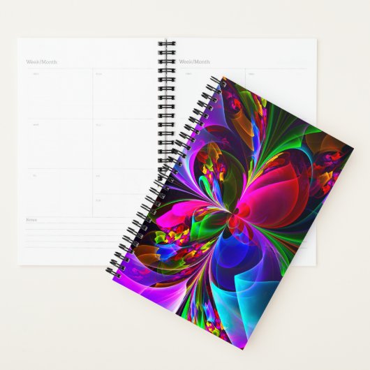 Moderne Bloemen Abstracte Kunst Rood Blauw Patroon Planner (Display)