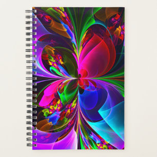 Moderne Bloemen Abstracte Kunst Rood Blauw Patroon Planner