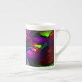 Moderne Bloemen Abstracte Kunst Rood Blauw Patroon Porselein Kop (Rechts)