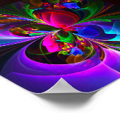 Moderne Bloemen Abstracte Kunst Rood Blauw Patroon Poster (Hoek)