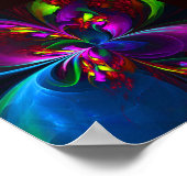 Moderne Bloemen Abstracte Kunst Rood Blauw Patroon Poster (Hoek)