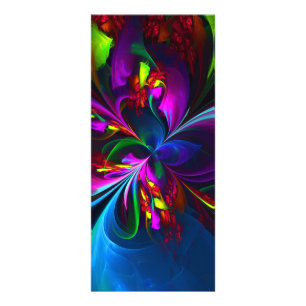Moderne Bloemen Abstracte Kunst Rood Blauw Patroon Reclamekaart