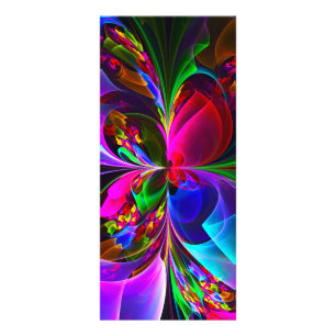 Moderne Bloemen Abstracte Kunst Rood Blauw Patroon Reclamekaart