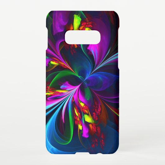 Moderne Bloemen Abstracte Kunst Rood Blauw Patroon Samsung Galaxy Hoesje (Achterkant)