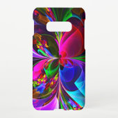 Moderne Bloemen Abstracte Kunst Rood Blauw Patroon Samsung Galaxy Hoesje (Achterkant)