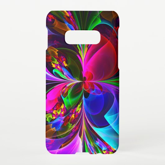 Moderne Bloemen Abstracte Kunst Rood Blauw Patroon Samsung Galaxy Hoesje (Achterkant)