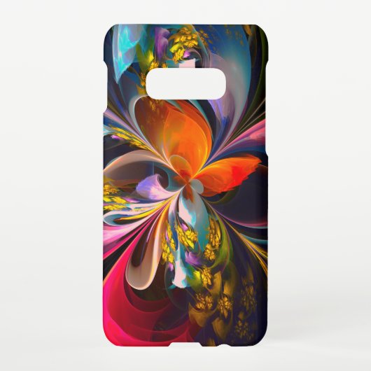 Moderne Bloemen Abstracte Kunst Rood Blauw Patroon Samsung Galaxy Hoesje (Achterkant)