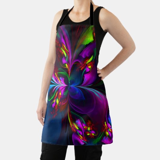 Moderne Bloemen Abstracte Kunst Rood Blauw Patroon Schort (Insitu)