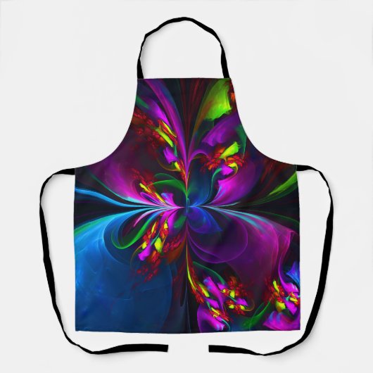 Moderne Bloemen Abstracte Kunst Rood Blauw Patroon Schort (Voorkant)