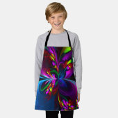 Moderne Bloemen Abstracte Kunst Rood Blauw Patroon Schort (Gedragen)