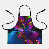 Moderne Bloemen Abstracte Kunst Rood Blauw Patroon Schort (Voorkant)