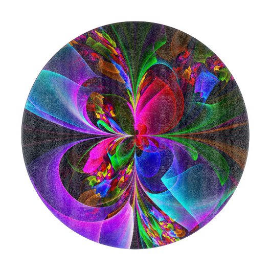 Moderne Bloemen Abstracte Kunst Rood Blauw Patroon Snijplank (Voorkant)