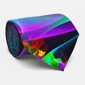 Moderne Bloemen Abstracte Kunst Rood Blauw Patroon Stropdas (Opgerold)