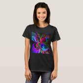 Moderne Bloemen Abstracte Kunst Rood Blauw Patroon T-shirt (Voorkant volledig)