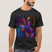 Moderne Bloemen Abstracte Kunst Rood Blauw Patroon T-shirt (Voorkant)