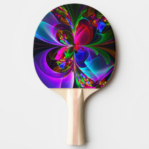 Moderne Bloemen Abstracte Kunst Rood Blauw Patroon Tafeltennisbatje