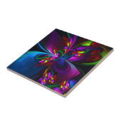 Moderne Bloemen Abstracte Kunst Rood Blauw Patroon Tegeltje (Zijkant)