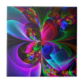 Moderne Bloemen Abstracte Kunst Rood Blauw Patroon Tegeltje (Voorkant)