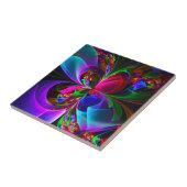 Moderne Bloemen Abstracte Kunst Rood Blauw Patroon Tegeltje (Zijkant)