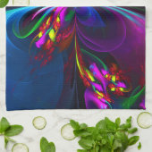 Moderne Bloemen Abstracte Kunst Rood Blauw Patroon Theedoek (Gevouwen)