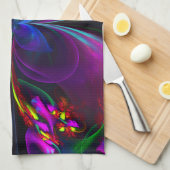 Moderne Bloemen Abstracte Kunst Rood Blauw Patroon Theedoek (Quarter Fold)