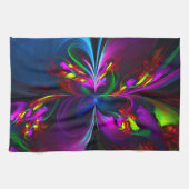 Moderne Bloemen Abstracte Kunst Rood Blauw Patroon Theedoek (Horizontaal)