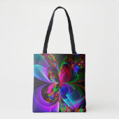 Moderne Bloemen Abstracte Kunst Rood Blauw Patroon Tote Bag (Voorkant)