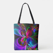 Moderne Bloemen Abstracte Kunst Rood Blauw Patroon Tote Bag (Achterkant)