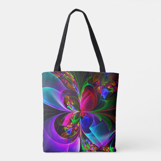Moderne Bloemen Abstracte Kunst Rood Blauw Patroon Tote Bag (Achterkant)