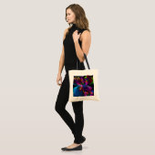 Moderne Bloemen Abstracte Kunst Rood Blauw Patroon Tote Bag (Voorkant (model))