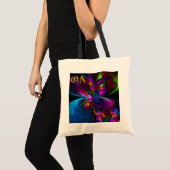 Moderne Bloemen Abstracte Kunst Rood Blauw Patroon Tote Bag (Voorkant (product))