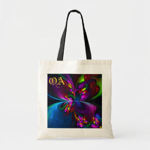 Moderne Bloemen Abstracte Kunst Rood Blauw Patroon Tote Bag