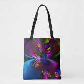 Moderne Bloemen Abstracte Kunst Rood Blauw Patroon Tote Bag (Voorkant)