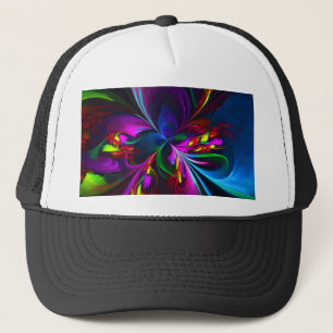Moderne Bloemen Abstracte Kunst Rood Blauw Patroon Trucker Pet