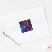 Moderne Bloemen Abstracte Kunst Rood Blauw Patroon Vierkante Sticker (Envelop)