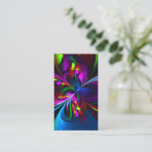 Moderne Bloemen Abstracte Kunst Rood Blauw Patroon Visitekaartje (Staand voorkant)