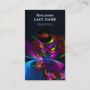 Moderne Bloemen Abstracte Kunst Rood Blauw Patroon Visitekaartje