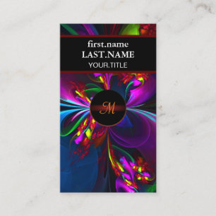 Moderne Bloemen Abstracte Kunst Rood Blauw Patroon Visitekaartje