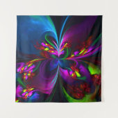 Moderne Bloemen Abstracte Kunst Rood Blauw Patroon Wandkleed (Voorkant (horizontaal))