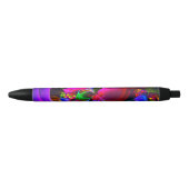 Moderne Bloemen Abstracte Kunst Rood Blauw Patroon Zwarte Inkt Pen (Voorkant)
