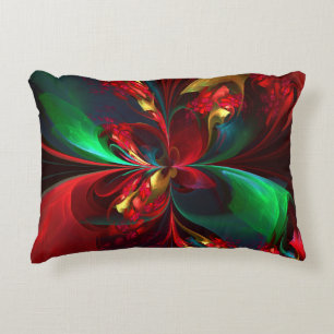 Moderne Bloemen Abstracte Kunst Rood Groen Patroon Accent Kussen