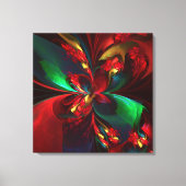 Moderne Bloemen Abstracte Kunst Rood Groen Patroon Canvas Afdruk (Voorkant)