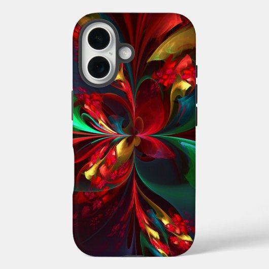Moderne Bloemen Abstracte Kunst Rood Groen Patroon Case-Mate iPhone Case (Achterkant)