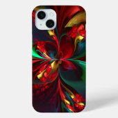 Moderne Bloemen Abstracte Kunst Rood Groen Patroon Case-Mate iPhone Case (Achterkant)