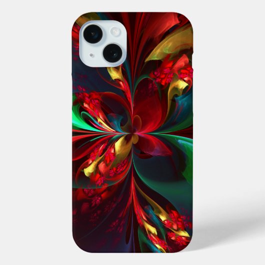 Moderne Bloemen Abstracte Kunst Rood Groen Patroon Case-Mate iPhone Case (Achterkant)