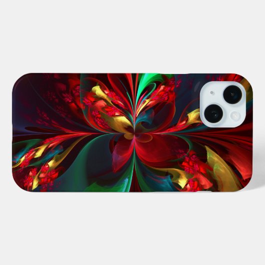 Moderne Bloemen Abstracte Kunst Rood Groen Patroon Case-Mate iPhone Case (Achterkant (horizontaal))